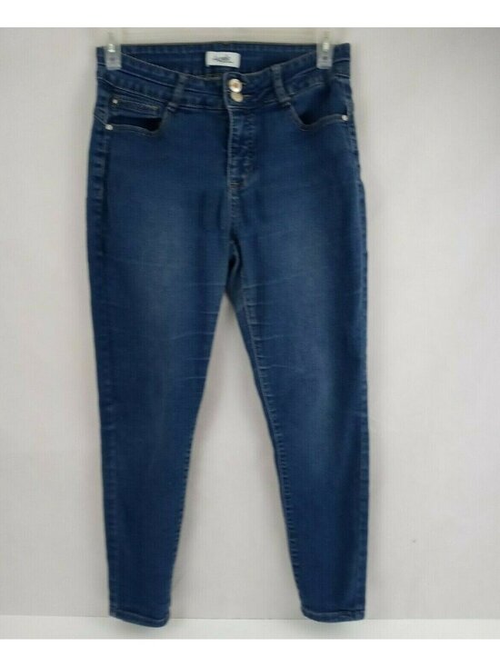 Angels Denim - Angels Straight Leg Distressed Dark Wash Mid Rise Jeans Size W28 L 26